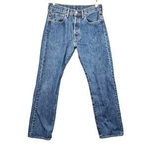 Levis 501 Mens Jeans 32x30 (30x29) Blue Button Fly Straight Leg Casual Utility